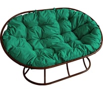 Диван M-GROUP МАМАСАН без ротанга коричневое, зелёная подушка 12100204