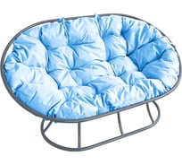 Диван M-GROUP МАМАСАН без ротанга серое, голубая подушка 12100303