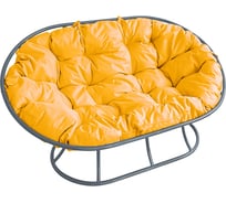 Диван M-GROUP МАМАСАН без ротанга серое, жёлтая подушка 12100311