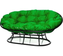 Диван M-GROUP МАМАСАН без ротанга чёрное, зелёная подушка 12100404