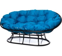 Диван M-GROUP МАМАСАН без ротанга чёрное, голубая подушка 12100403