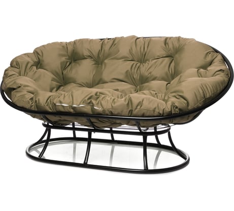 Диван M-GROUP МАМАСАН без ротанга чёрное, бежевая подушка 12100401