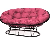 Диван M-GROUP МАМАСАН без ротанга чёрное, розовая подушка 12100408