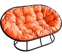 Диван M-GROUP МАМАСАН без ротанга чёрное, оранжевая подушка 12100407