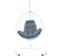 Подвесное кресло M-GROUP КАПЛЯ складной, с ротангом белое, серая подушка 11500109
