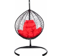 Подвесное кресло M-GROUP КАПЛЯ складной, с ротангом чёрное, красная подушка 11500406