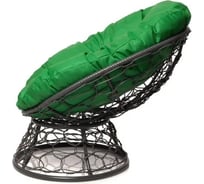 Кресло M-GROUP ПОНЧИК Детское с ротангом серое, зелёная подушка 12320304