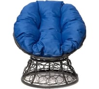 Кресло M-GROUP ПОНЧИК Детское с ротангом серое, синяя подушка 12320310