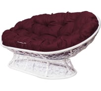 Диван M-GROUP МАМАСАН с ротангом белое, бордовая подушка 12110102