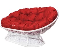 Диван M-GROUP МАМАСАН с ротангом белое, красная подушка 12110106