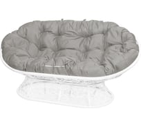 Диван M-GROUP МАМАСАН с ротангом белое, серая подушка 12110109