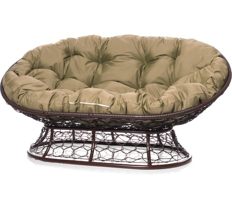 Диван M-GROUP МАМАСАН с ротангом коричневое, бежевая подушка 12110201