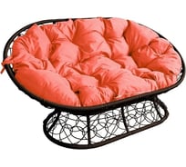 Диван M-GROUP МАМАСАН с ротангом коричневое, оранжевая подушка 12110207