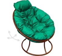Кресло M-GROUP ПАПАСАН пружинка мини без ротанга коричневое, зелёная подушка 12080204