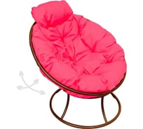 Кресло M-GROUP ПАПАСАН пружинка мини без ротанга коричневое, розовая подушка 12080208