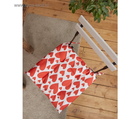 Сидушка на стул Этель "Red hearts" 42x42см, 100% хлопок, 190 г/м2 5376651