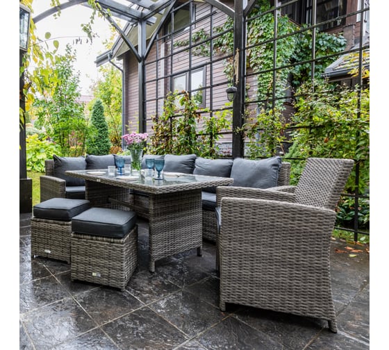 Обеденный комплект Royal Family ZORRO PLUS серый с угловым диваном 999-99-71-71