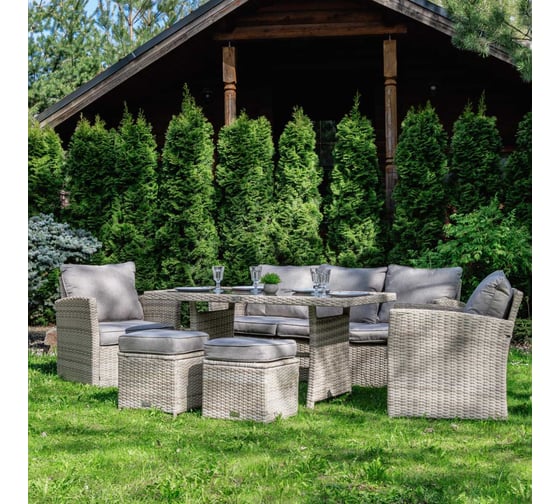 Обеденный комплект садовой мебели Royal Family ZOYA из искусственного ротанга, бежевый 979-21-21 1