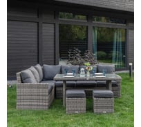 Обеденный комплект садовой мебели Royal Family с угловым диваном ZORRO, серый 999-71-71