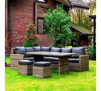 Обеденный комплект садовой мебели Royal Family с угловым диваном ZORRO, серый 999-71-71