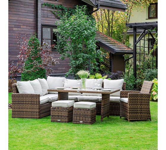 Обеденный комплект Royal Family ZORRO PLUS коричневый с угловым диваном 999-99-61-21 1