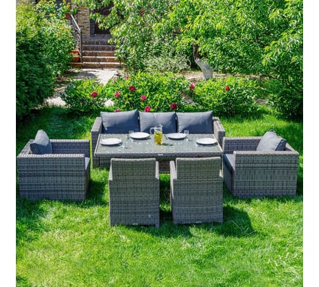 Обеденный комплект садовой мебели Royal Family KARL PLUS, серый 600-71-71