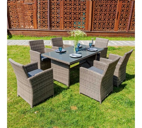 Обеденный комплект Royal Family FIONA из искусственного ротанга, серый 99-13-71-71