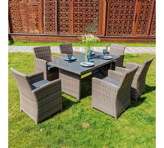 Обеденный комплект Royal Family FIONA из искусственного ротанга, серый 99-13-71-71 1