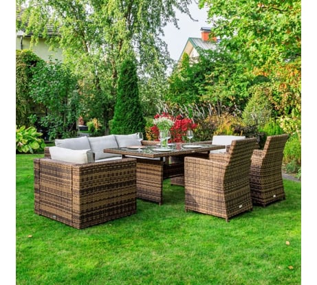 Обеденный комплект садовой мебели Royal Family KARL PLUS, коричневый 600-61-21