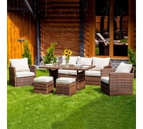 Обеденный комплект садовой мебели Royal Family из искусственного ротанга ZOYA, коричневый 979-61-21