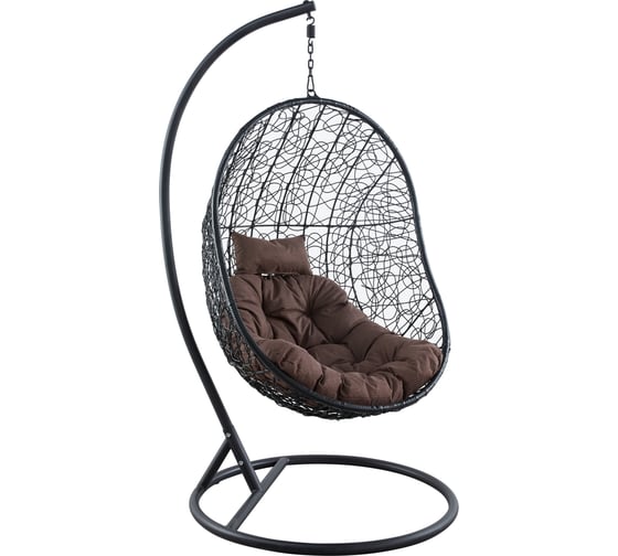 Подвесное кресло Leset KIWI BLACK МИ, каркас черный, подушка коричневая 1822 1