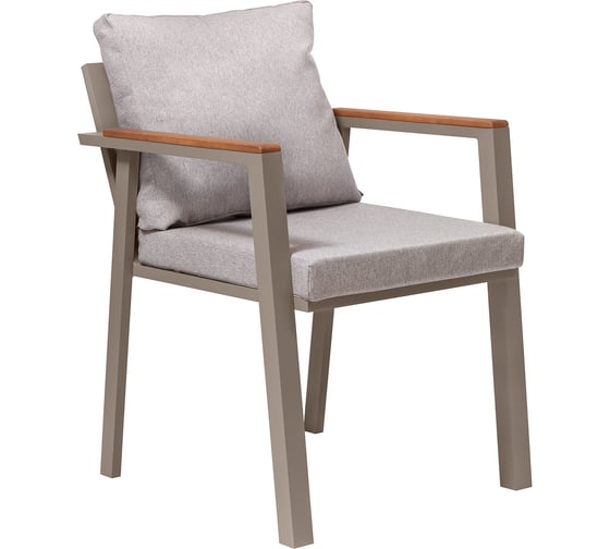 Уличный стул GreenWeen SANTORINI каркас алюминий PECAN, подушки рогожка BAHAMA ASH, 540x650x750 мм GW-AL-SANT-STUL-PECAN 1