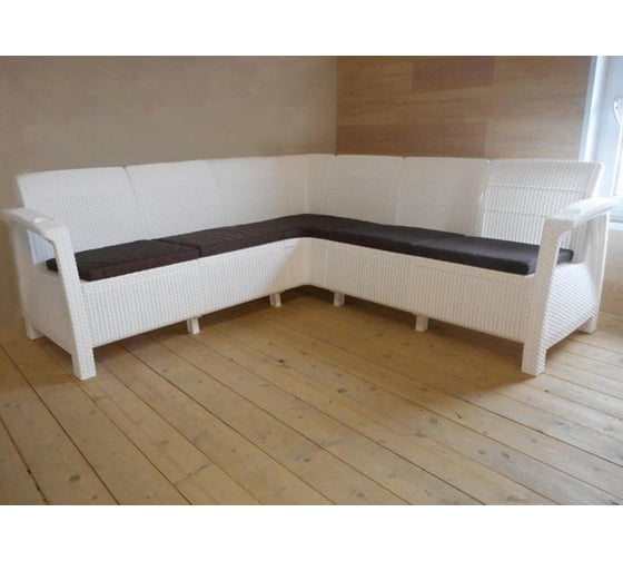 Угловой диван WORKY Ротанг плюс без подушки, 200x200x79 см, белый ARD132857