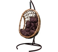 Подвесное кресло Garden story Ривьера стойка+основание КОРИЧНЕВОГО ЦВЕТА, корзинка бежевая, подушка коричневого цвета 3 упаковки М CN850-МТКОР