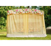 Садовые качели OLSA 4-х местные Саванна ткань каркас коричневый, м/э бежевый рисунок круги 2 упаковки с1556