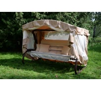 Садовые качели OLSA 4-х местные Александрия каркас коричневый, бежевый, серый рисунок полоска 2 упаковки с1497