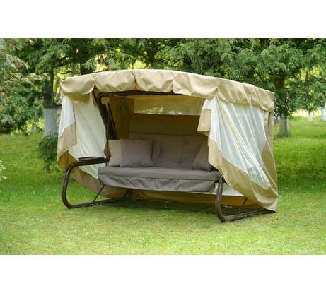 Садовые качели OLSA 4-х местные Александрия каркас коричневый, бежевый рисунок без рисунка 2 упаковки с1455