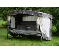 Садовые качели OLSA 4-х местные Александрия каркас серый, серый рисунок полоска 2 упаковки с1498