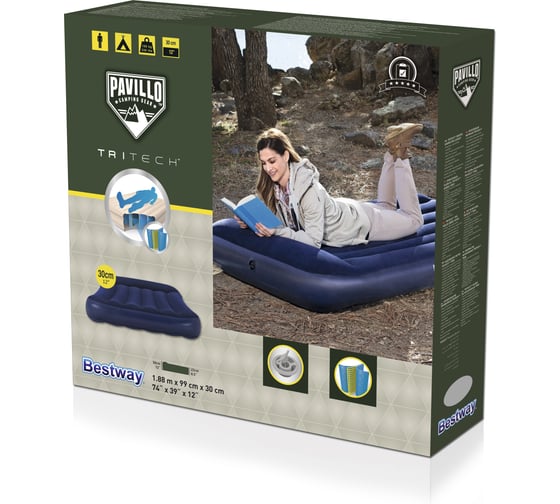 Надувной матрас с подголовником Bestway Tritech Airbed, 188x99x30см 67680 BW 006235