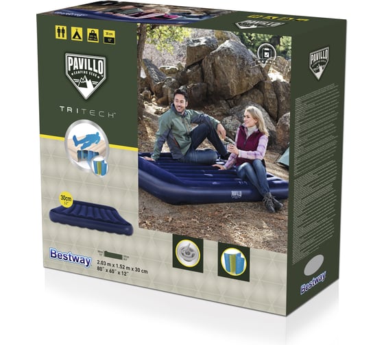Надувной матрас с подголовником Bestway Tritech Airbed, 203x152x30см 67682 BW 009039