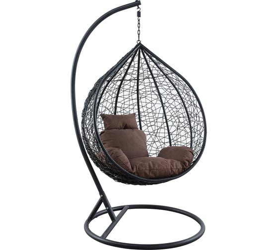 Подвесное кресло Leset KOKOS Big BLACK, каркас черный, подушка коричневая 1846