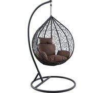 Подвесное кресло Leset KOKOS Small BLACK, каркас черный, подушка коричневая 1860