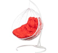 Двойное подвесное кресло Bigarden Gemini White, красная подушка