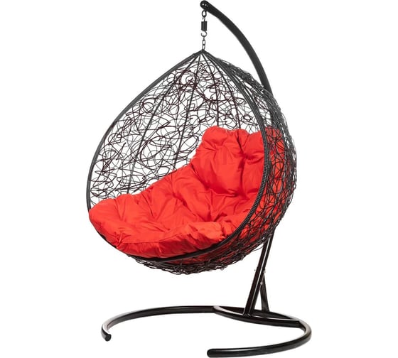 Двойное подвесное кресло Bigarden Gemini black, красная подушка 1