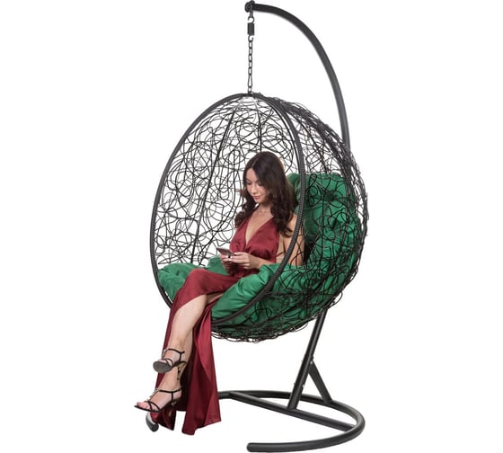 Подвесное кресло BiGarden, зеленая подушка KokosBlackG