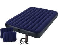 Надувной матрас с подушками и насосом Intex Classic Downy Airbed Fiber-Tech, 152х203х25 см 64765 16067798