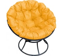 Кресло M-GROUP ПАПАСАН пружинка без ротанга чёрное, жёлтая подушка 12040411