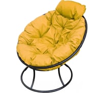 Кресло M-GROUP ПАПАСАН мини без ротанга чёрное, жёлтая подушка 12060411