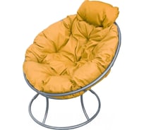 Кресло M-GROUP ПАПАСАН мини без ротанга серое, жёлтая подушка 12060311