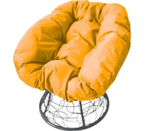 Кресло M-GROUP ПОНЧИК Детское с ротангом серое, жёлтая подушка 12320311